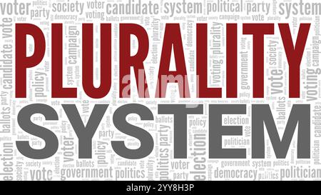 Progettazione concettuale di cloud Word del sistema pluralistico isolata su sfondo bianco. Illustrazione Vettoriale