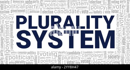 Progettazione concettuale di cloud Word del sistema pluralistico isolata su sfondo bianco. Illustrazione Vettoriale