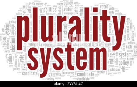 Progettazione concettuale di cloud Word del sistema pluralistico isolata su sfondo bianco. Illustrazione Vettoriale