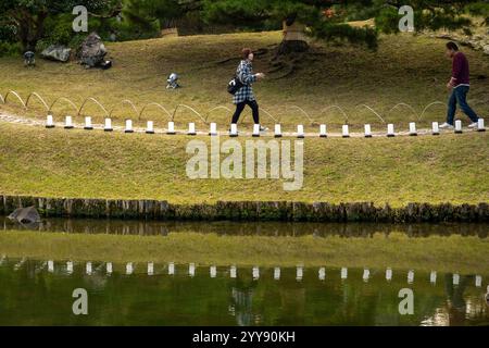Genkyuen Garden si trova nel Castello di Hikone a Hikone Shiga in Giappone Foto Stock