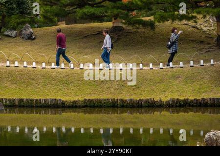 Genkyuen Garden si trova nel Castello di Hikone a Hikone Shiga in Giappone Foto Stock