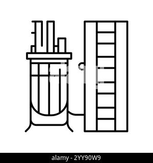 Icona della linea nera del bioreattore. Elemento isolato vettoriale. Traccia modificabile. Illustrazione Vettoriale