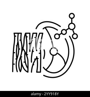 icona della linea nera del tessuto muscolare. Elemento isolato vettoriale. Traccia modificabile. Illustrazione Vettoriale