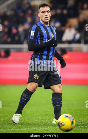 Lautaro MARTINEZ dell'Inter Milan durante la Coppa Italia, turno di 16 partite di calcio tra FC Internazionale e Udinese calcio il 19 dicembre 2024 allo stadio Giuseppe Meazza di Milano Foto Stock