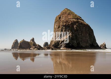 Haystack Rock a Cannon Beach, Oregon Foto Stock