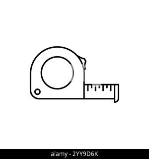 Icona della linea di misurazione del nastro. Stile semplice del contorno. Metro, lunghezza, metrica, dimensioni per app e Web. Illustrazione vettoriale isolata su sfondo bianco. Illustrazione Vettoriale