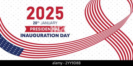 Banner Web per il giorno dell'inaugurazione presidenziale. Inaugurazione 20 gennaio con USA Flag. Giorno dell'inaugurazione presidenziale Patriottica Stati Uniti d'America Illustrazione Vettoriale