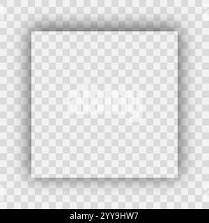 Ombra realistica trasparente scura. Ombra quadrata isolata su sfondo trasparente. Illustrazione vettoriale. Illustrazione Vettoriale