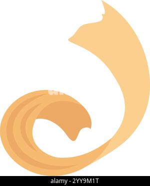 Illustrazione vettoriale minimalista di una silhouette di gatto stilizzata che forma la lettera j con la sua coda, ideale per logo e progetti di branding relativi a animali domestici, animali o temi felini Illustrazione Vettoriale