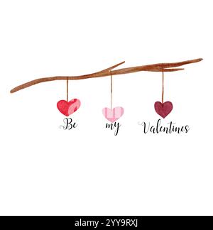 Siate le mie valentine, buon San Valentino, valentine salutano con cuore Illustrazione Vettoriale