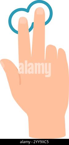 Due dita che pizzicano verso l'esterno il touchscreen, ingrandiscono i contenuti e mostrano un gesto comune per espandere o ingrandire gli elementi digitali Illustrazione Vettoriale