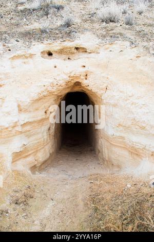 Ingresso a una miniera di talco abbandonata nel deserto del Nevada settentrionale appena fuori dalla riserva del lago Pyramid Foto Stock