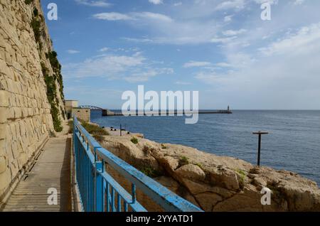 Rocky Beach, la Valletta, Malta, Europa Foto Stock