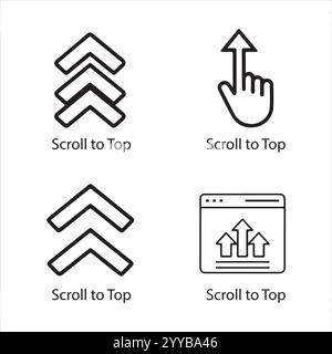 scorrere verso l'alto o verso l'alto le icone principali icone eps modificabili dal vettore Illustrazione Vettoriale