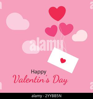 Felice design di san valentino con cuore sospeso Illustrazione Vettoriale