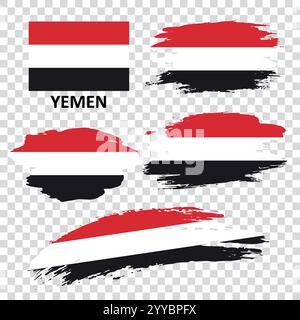 Serie di bandiere vettoriali dello Yemen Illustrazione Vettoriale