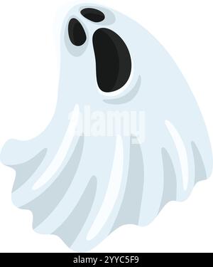 Il fantasma di Halloween galleggia e urla a bocca aperta, creando un'atmosfera giocosa ma spettrale. Semplice illustrazione di un cartone animato a fronte di una Illustrazione Vettoriale