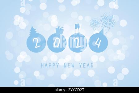 Auguri - carta blu di Capodanno di stile moderno, copertina o sfondo, modello di disegno tipografico - 2024 Illustrazione Vettoriale