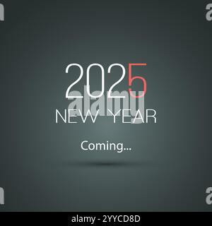 Concept Design di Capodanno per l'anno 2025 - tipografia buia di Capodanno, cartoncino, copertina, banner o modello di disegno di sfondo - illustrazione liberamente Illustrazione Vettoriale