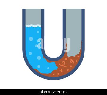 ostruzione impraticabile in un tubo dell'acqua. ostruzione dell'acqua. Illustrazione Vettoriale