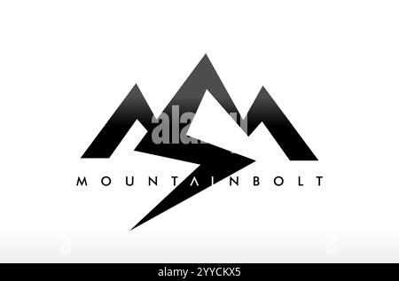 Electric Lightning Bolt forma casa Mountain Logo Design icona vettore simbolo immagine Stock Identity marchio Casa elettrica logo design Illustrazione Vettoriale