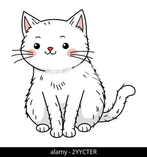 Carino gatto, illustrazione a doodle Illustrazione Vettoriale