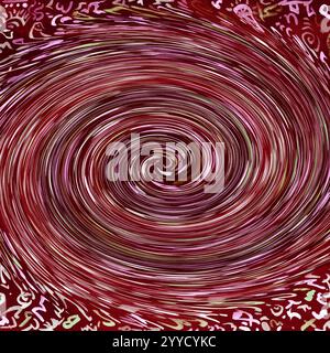 Vortice rosso astratto, movimento nell'universo. La tecnica di taglio vicino ai bordi offre un effetto di messa a fuoco morbido a causa della rugosità alterata della superficie del pa Foto Stock