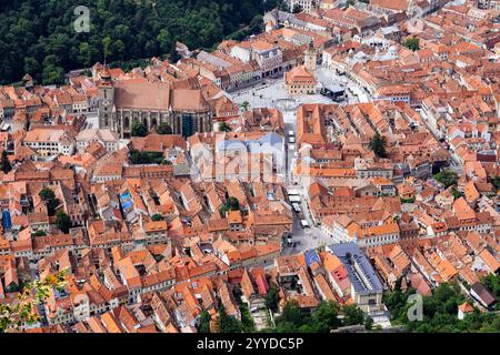 BRASOV (ROMANIA) - la funicolare Brașov offre una salita panoramica al monte Tampa, offrendo viste panoramiche mozzafiato della città medievale Foto Stock