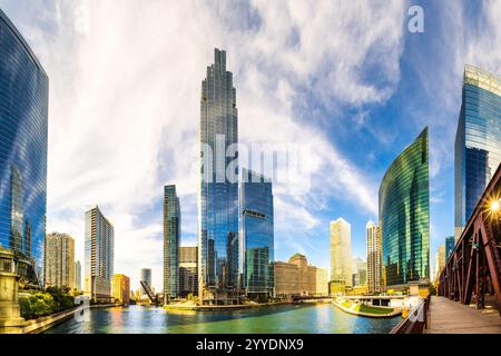 Chicago, Illinois, dal ponte di West Lake Street. Foto Stock