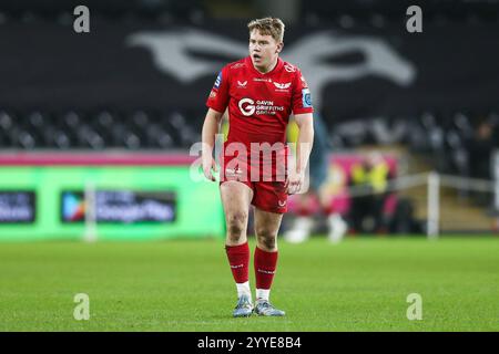 Swansea, Regno Unito. 21 dicembre 2024. Sam Costelow degli Scarlets durante il match Ospreys vs Scarlets United Rugby Championship. Crediti: Gruffydd Thomas/Alamy Foto Stock