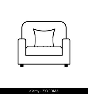 Poltrona, segno di stile lineare per il concetto mobile e il web design. Simbolo, illustrazione del logo. Grafica vettoriale pixel Perfect Illustrazione Vettoriale