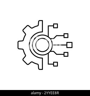 Icona della linea di trasformazione digitale. insegna di stile lineare per il concept mobile e il web design. La tecnologia digitale delinea l'icona vettoriale. Simbolo della tecnologia DELL'INTELLIGENZA ARTIFICIALE Illustrazione Vettoriale