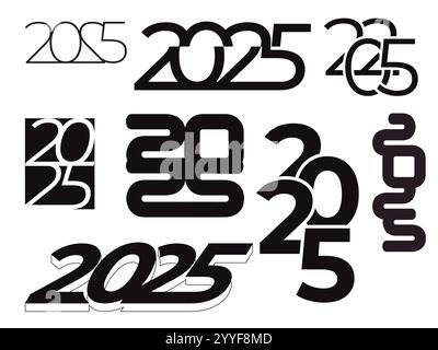 raccolta di testi per il nuovo anno 2025 elemento grafico many shapes Illustrazione Vettoriale