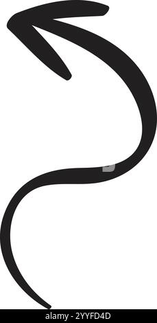 Semplice freccia nera che punta a sinistra e si piega verso il basso, con un design pulito e moderno. Illustrazione vettoriale isolata su un backgrou bianco Illustrazione Vettoriale