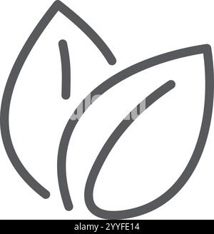 Illustrazione vettoriale minimalista con due foglie grigie sovrapposte che simboleggiano la natura, l'ecologia e i prodotti biologici, ideale per le aziende Illustrazione Vettoriale