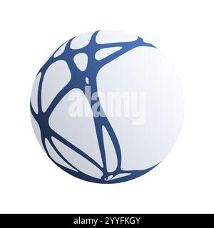 Sfera di rete 3D semplice e minimalista Abstract Blue Organic Textured grigio chiaro isolata su sfondo bianco - Design moderno geometrico del modello Clip-Art Illustrazione Vettoriale