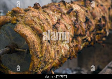Set Di 2 Spiedini Verticali Per Kebab In Acciaio Inox - Con Piastra Raccogligocce, Per Pollo, Pesce E Salsicce. Griglia Da Barbecue.