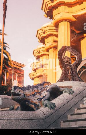 Park Güell Winter Solstice Sunrise Foto Stock