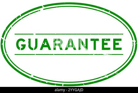 Parola di garanzia verde grunge timbro ovale con guarnizione in gomma su sfondo bianco Illustrazione Vettoriale
