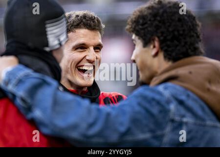 Eindhoven, Paesi Bassi. 22 dicembre 2024. EINDHOVEN, 22-12-2024, Philips Stadium, football, Dutch eredivisie, stagione 2024/2025, giocatore PSV Guus Til prima della partita PSV - Feyenoord Credit: Pro Shots/Alamy Live News Foto Stock