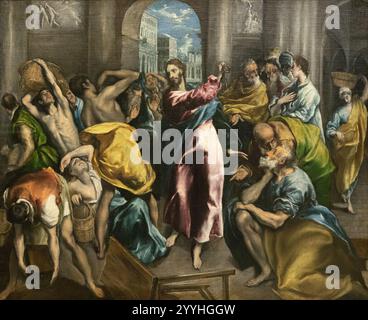 El Greco; Cristo che guida i commercianti dal Tempio; 1600; dipinto di El Greco, purificazione del Tempio; pittore greco del XVI secolo Foto Stock