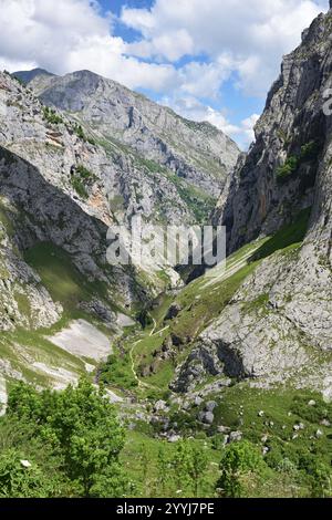 Bulnes, un piccolo vilage nel Picos de Europa, Spagna Foto Stock