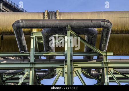 Ansa di espansione, gasdotti per teleriscaldamento, gas di altiforni, presso il sito ThyssenKrupp Steel di Duisburg Marxloh, Renania settentrionale-Vestfalia, Germania Foto Stock