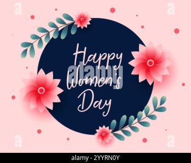 bel giorno felice delle donne fiore saluto design Illustrazione Vettoriale