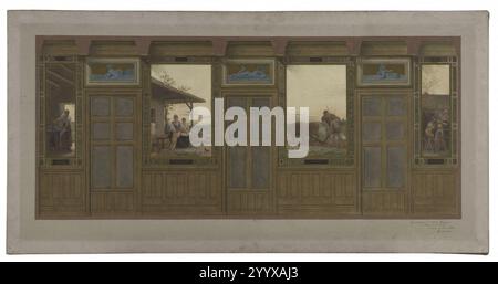 Edouard Michel-Lancón - Esquisse pour la mairie du 20ème arrondissement , Les soins domestiques, l'instruction, le travail, l'éducation Foto Stock