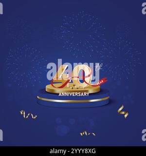 Elegante design dorato per il 40° anniversario Illustrazione Vettoriale