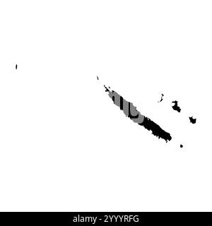 Le nuove isole Caledonia rappresentano in modo vettoriale e dettagliato la silhouette del paese in nero su sfondo bianco. Per uso didattico, decorativo o informativo che illustri il profilo nazionale. Illustrazione Vettoriale