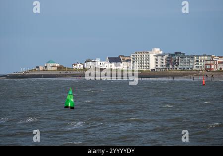 Norderney, bassa Sassonia, Germania - Skyline di Norderney a novembre. Norderney è una delle isole della Frisona orientale nel Mare del Nord. Foto Stock