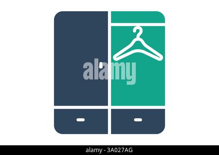 Icona armadio. stile icona a tinta unita. icona relativa ai mobili. illustrazione vettoriale degli elementi del mobile Illustrazione Vettoriale