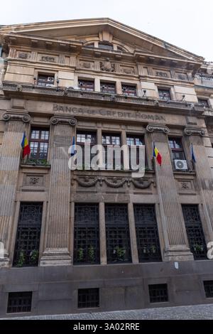 7 maggio 2023 Bucarest Romania. Banca di credito della Romania - uno degli edifici più famosi di Bucarest. Foto Stock